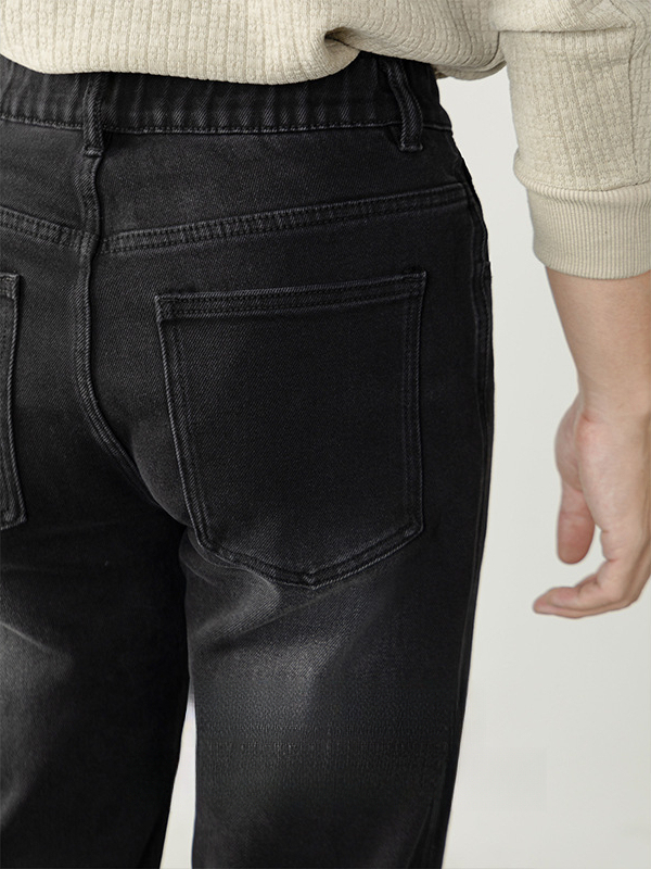 復古休閒風| 高級感石磨水洗通勤牛仔褲男微闊純色百搭直筒長褲