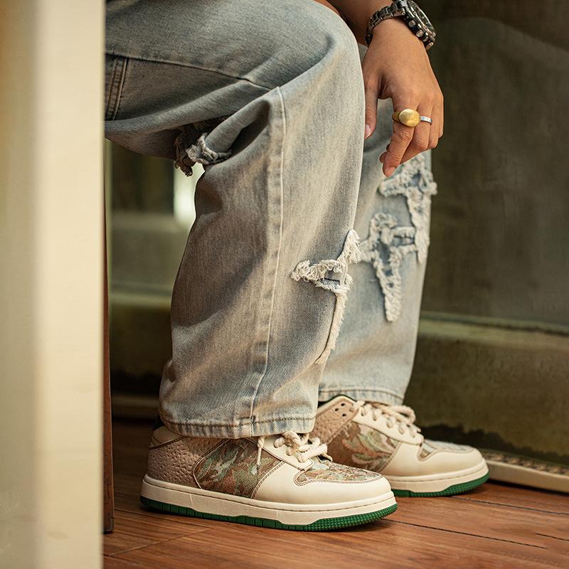 秘密森林情侶油畫板鞋男鞋秋季2022新款小眾厚底運動休閑鞋潮-Retro's Wear