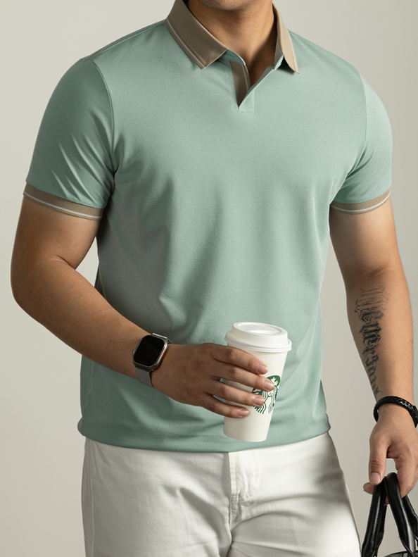 【高端桑蠶絲+醋酸+亞麻】7A抗菌輕奢POLO衫短袖男海鷗翻領T恤涼感