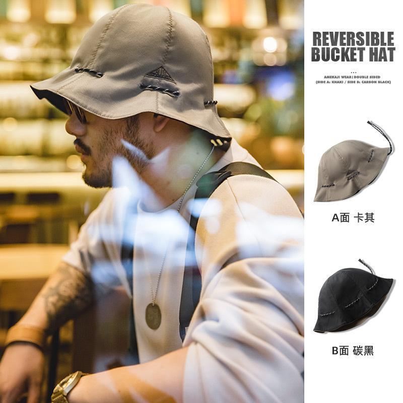 馬登工裝黑色兩用漁夫帽便攜手提零錢包錢袋帽遮陽帽子男女冬-Retro's Wear