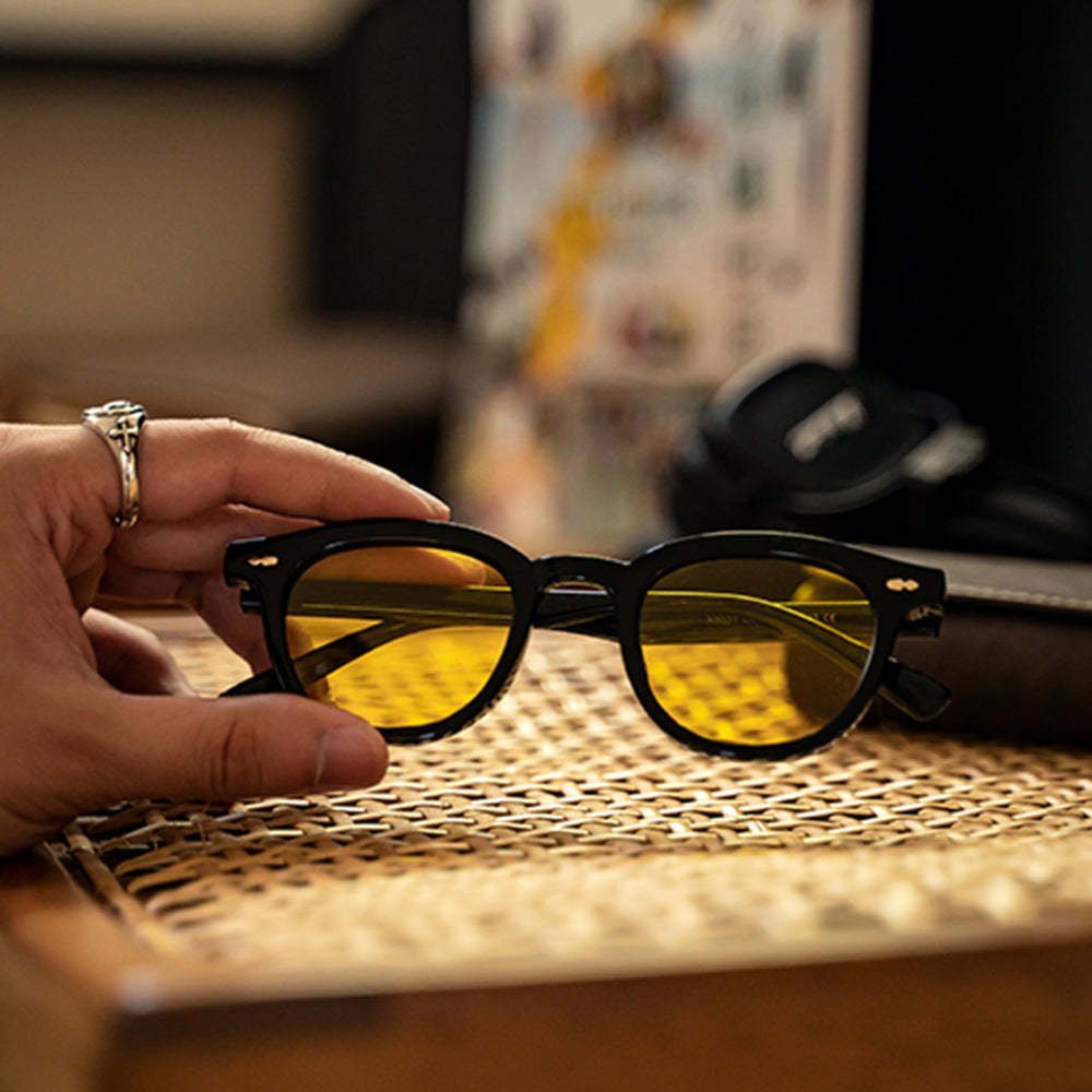 常春藤圓框眼鏡防藍光墨鏡板材眼鏡架-Retro's Wear