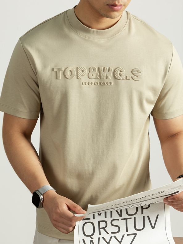 液氨冷感絲光棉短袖T恤男夏季涼感圓領半袖抗菌防蟎3D立體壓花潮