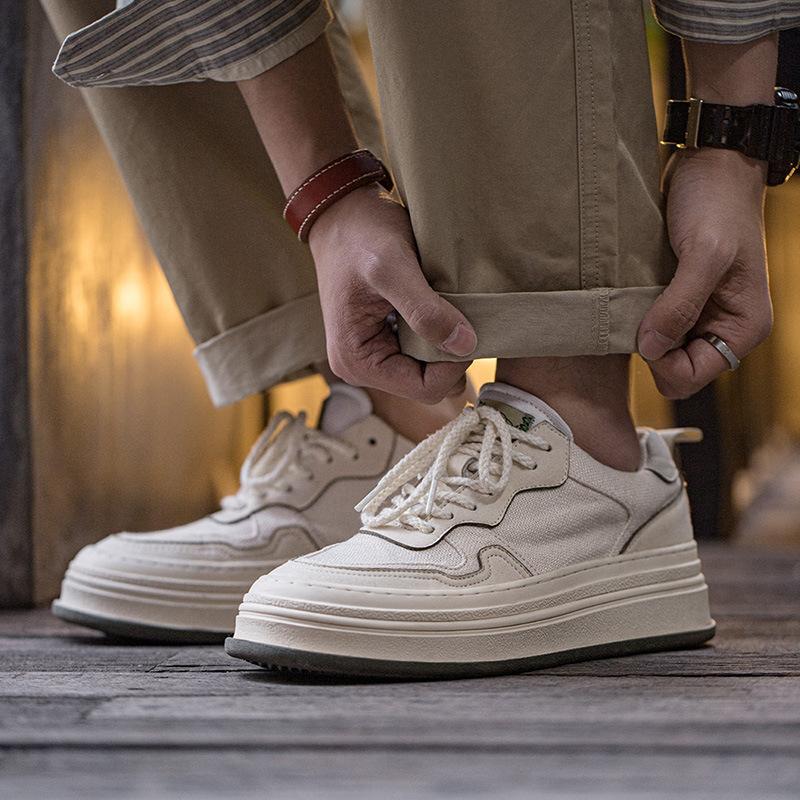 男鞋2023春季新款休閑鞋厚底增高運動鞋低幫小白鞋板鞋-Retro's Wear