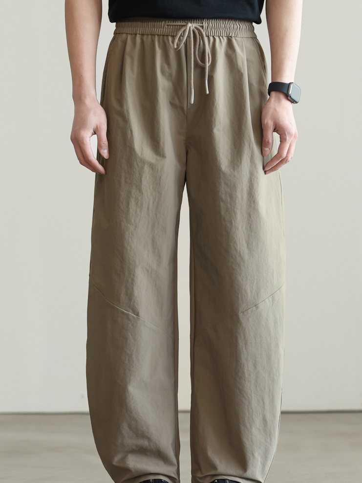 抗皺微錐顯瘦鬆緊腰休閒褲男士2025夏季立體廓形通勤休閒新款長褲