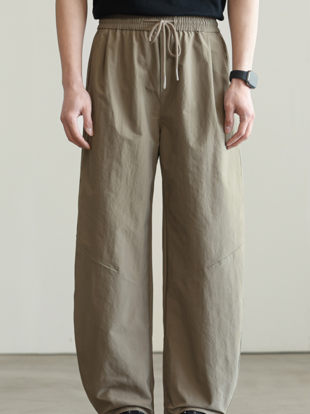 抗皺微錐顯瘦鬆緊腰休閒褲男士2025夏季立體廓形通勤休閒新款長褲