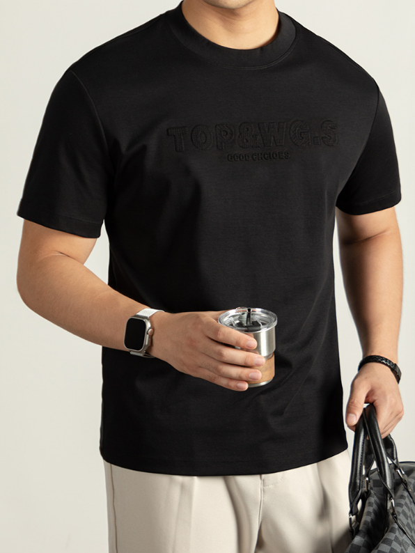 液氨冷感絲光棉短袖T恤男夏季涼感圓領半袖抗菌防蟎3D立體壓花潮