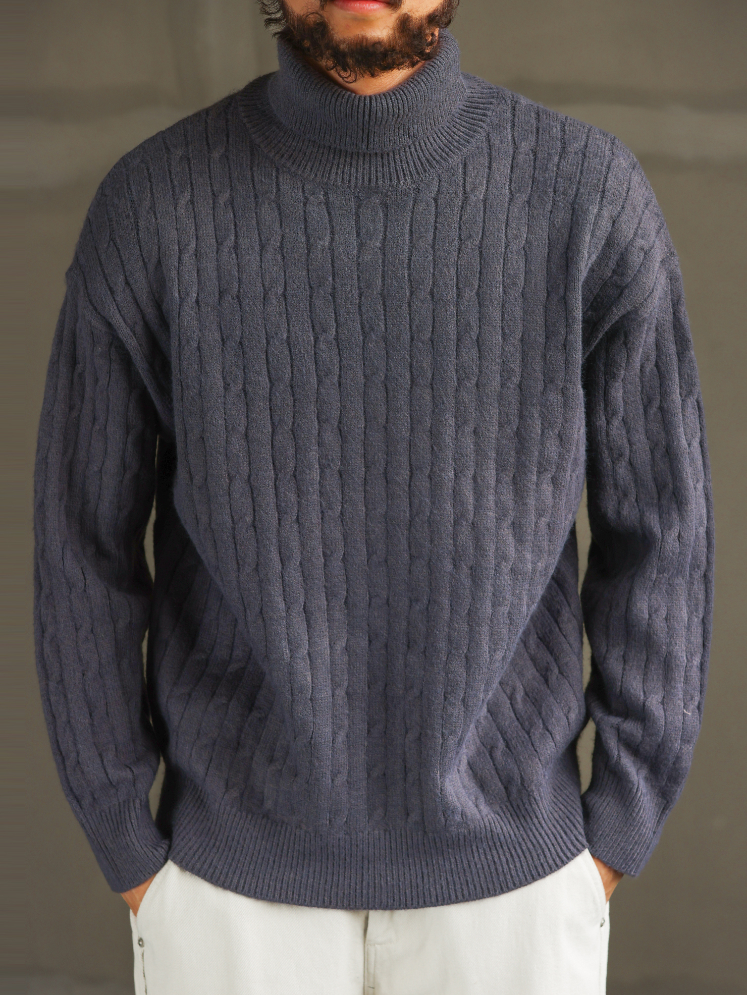 【暖冬隨行】重磅保暖高領麻花毛衣男慵懶套頭內搭針織衫