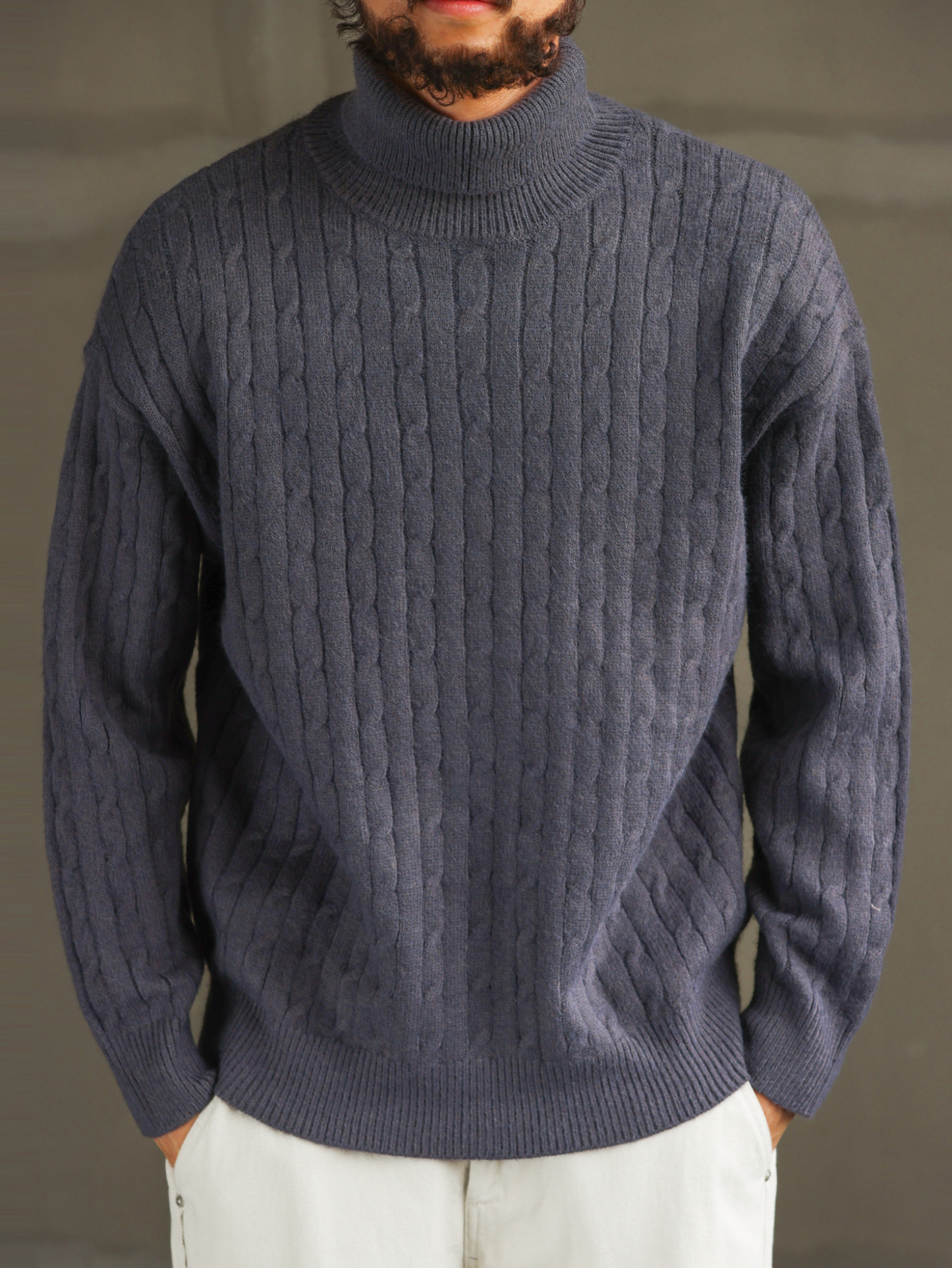 【暖冬隨行】重磅保暖高領麻花毛衣男慵懶套頭內搭針織衫