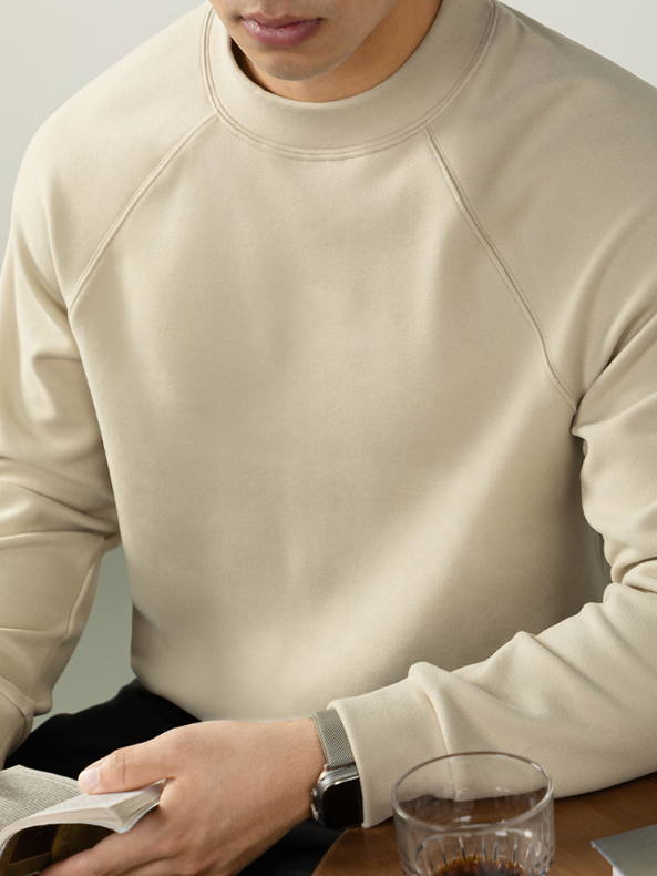 【300G重磅】美式插肩袖衛衣男厚款斜紋肌理高級感打底衫秋冬寬鬆