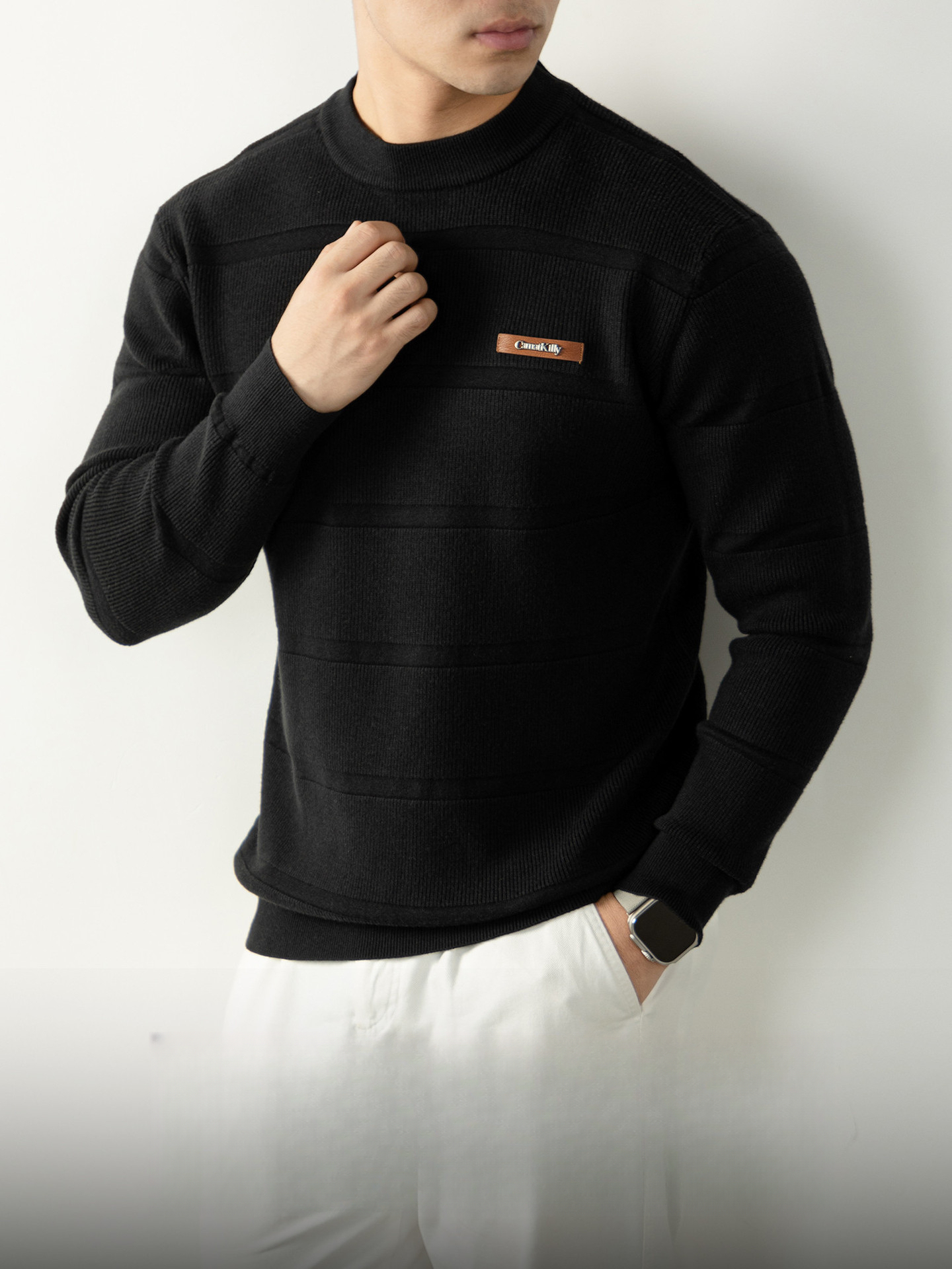 【澳洲綿羊毛X萊賽爾提花針織】高端男針織衫秋冬新款時尚毛線衣