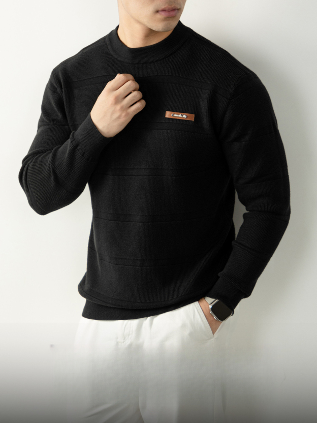 【澳洲綿羊毛X萊賽爾提花針織】高端男針織衫秋冬新款時尚毛線衣