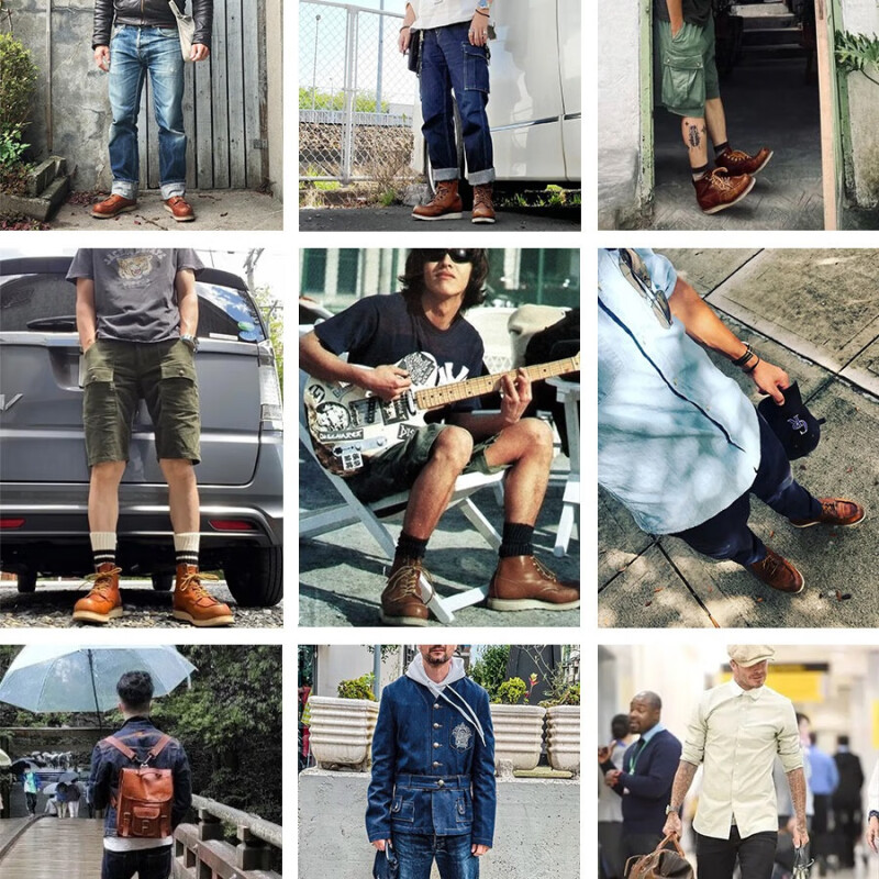 翻領復古工裝靴男靴冬季英倫風牛仔高幫皮靴子百搭短靴馬丁靴-Retro's Wear