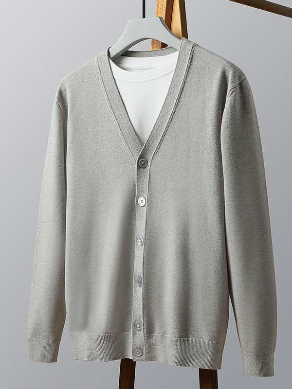 針織開衫外套男士V領毛衣長袖秋季商務休閒男裝新款上衣