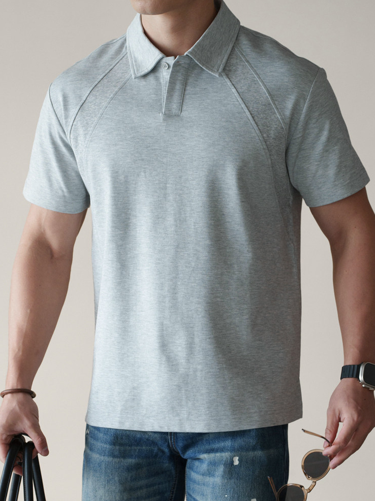 輕熟棉混紡廓形純色短袖polo衫男士2026春季新款透氣休閒翻領T恤