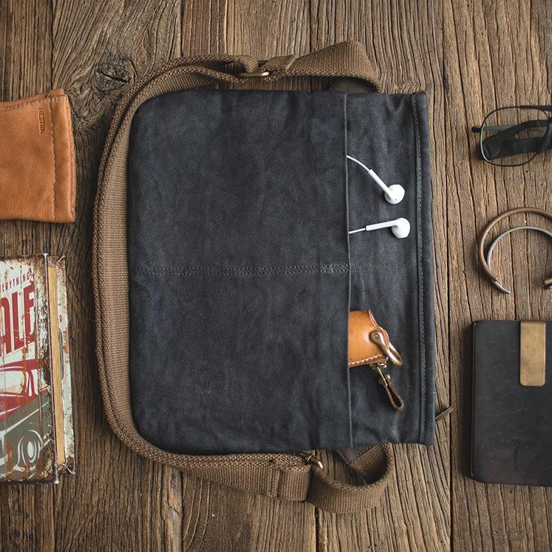 馬登工裝簡約油蠟帆布包男單肩斜挎包夏季小包-Retro's Wear