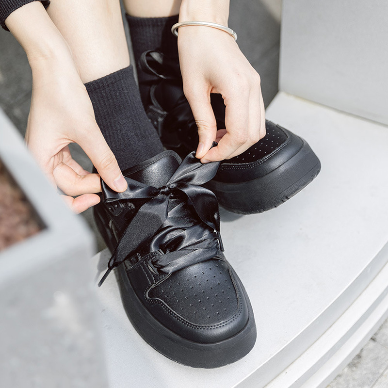 MRA碎冰美式小黑鞋板鞋男鞋2024新款厚底運動休閒鞋裂紋百搭板鞋-Retro's Wear