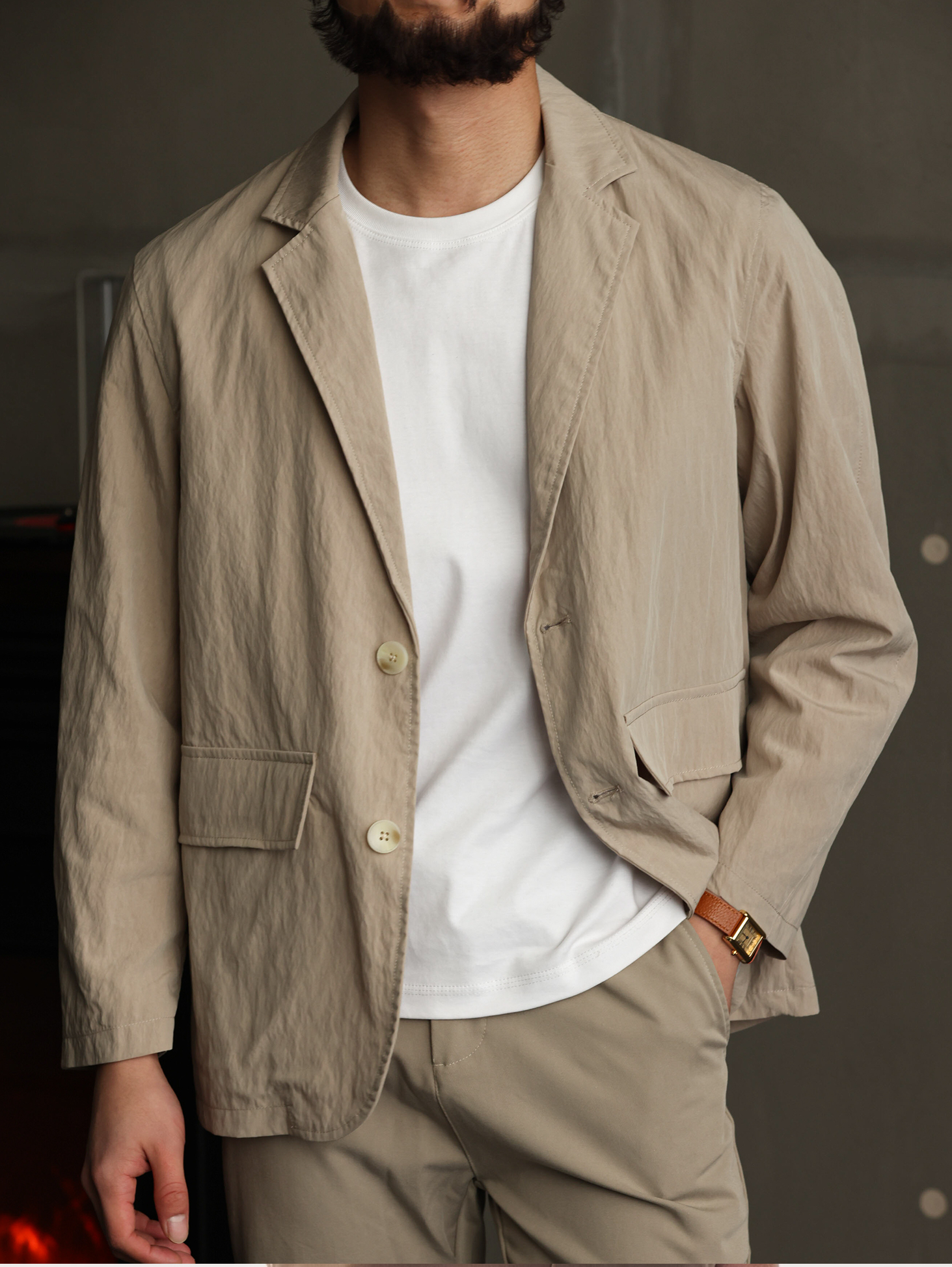 【輕薄零壓感】天絲抗皺肌理感西裝外套男士秋季休閒西服