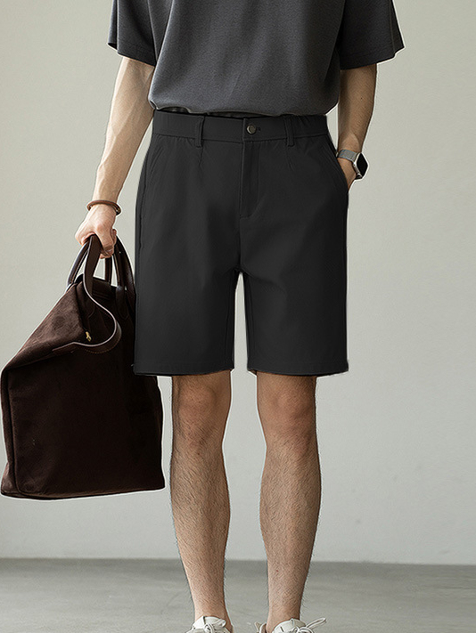肌理質感直筒短褲男士2025夏季新款涼感休閒褲子