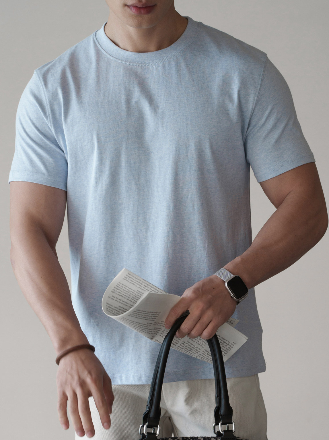 輕運動質感肌理休閒圓領T恤男士2026春夏新款通勤透氣速幹運動衫