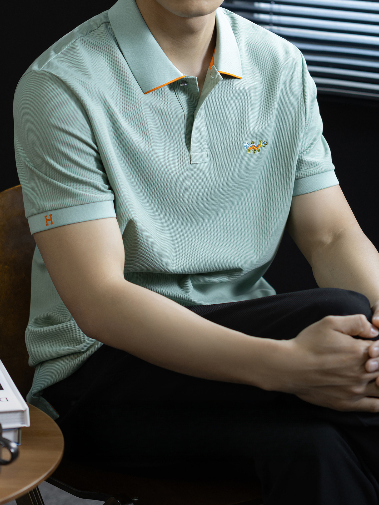 高奢萊賽爾棉polo衫男士短袖夏季新款小龍立體刺繡休閒半袖T恤