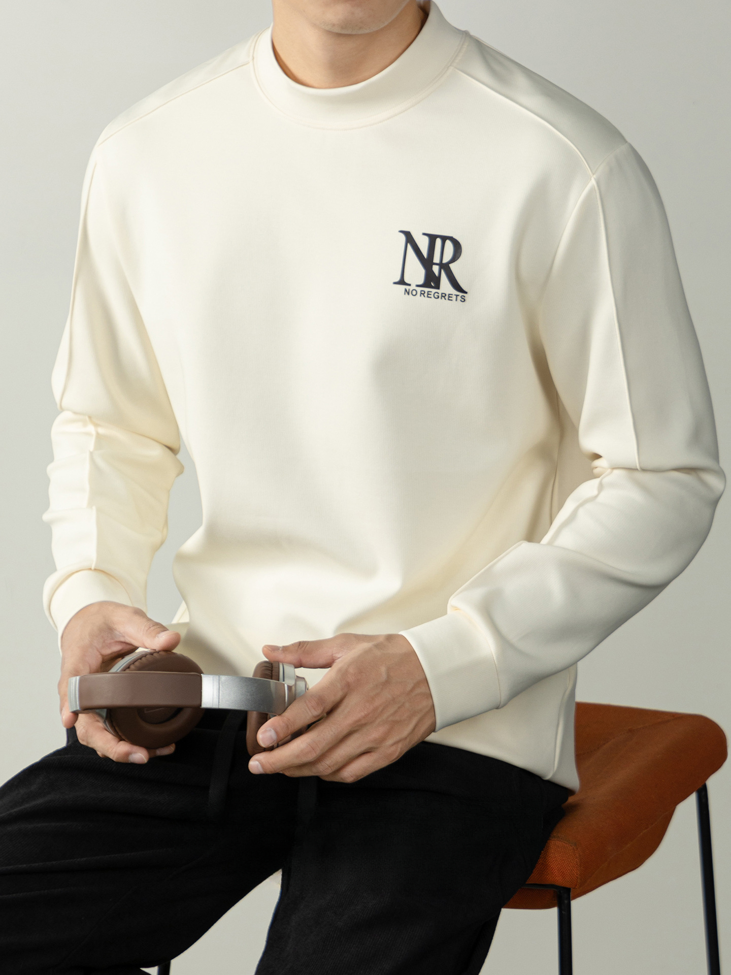 【鬆弛秋田風】雙面細紋340G重磅中領休閒衛衣男寬鬆通勤厚實上衣