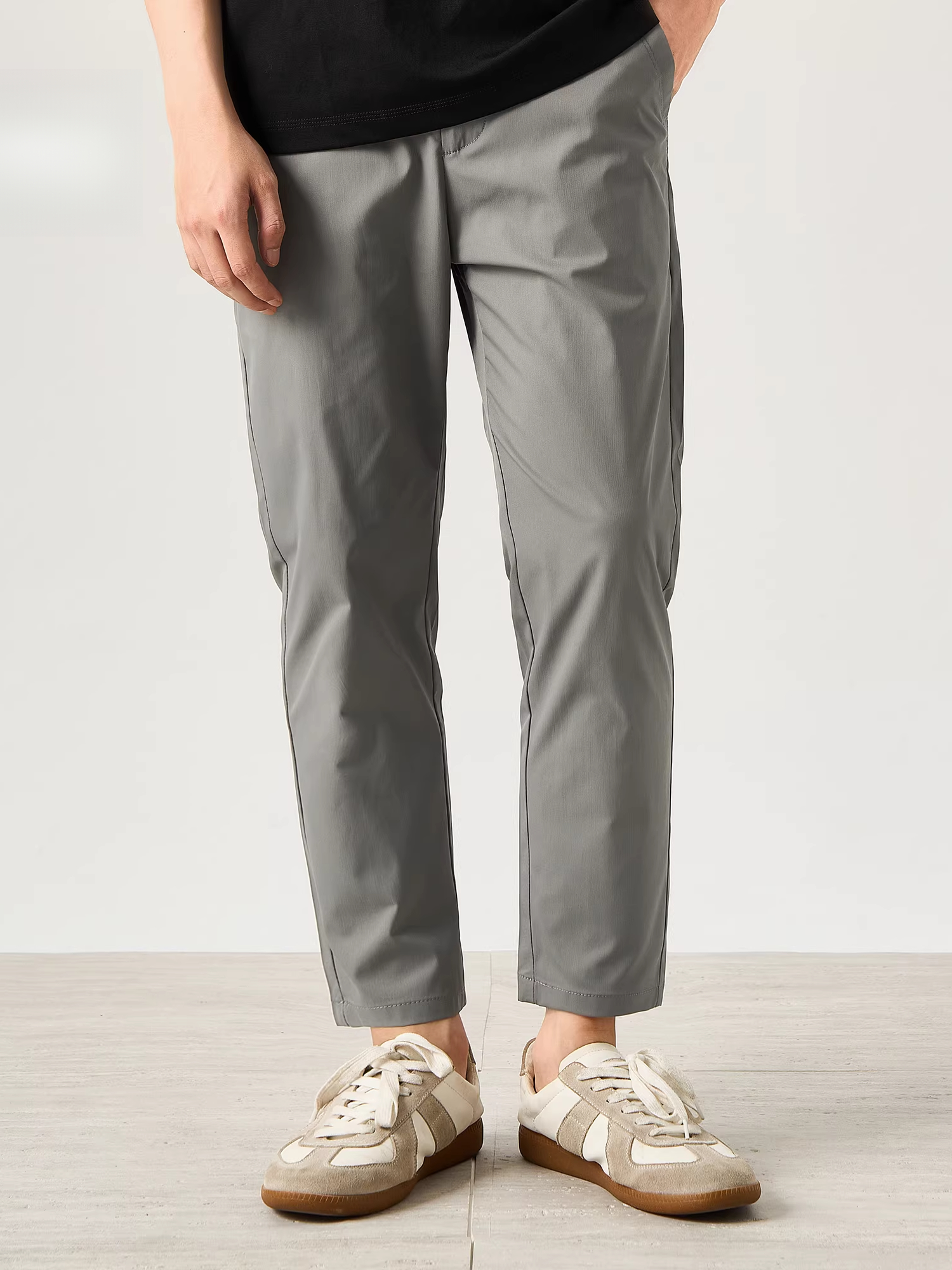 男士復古風免燙小西褲透氣薄款潮流錐形褲子垂感修身9九分褲