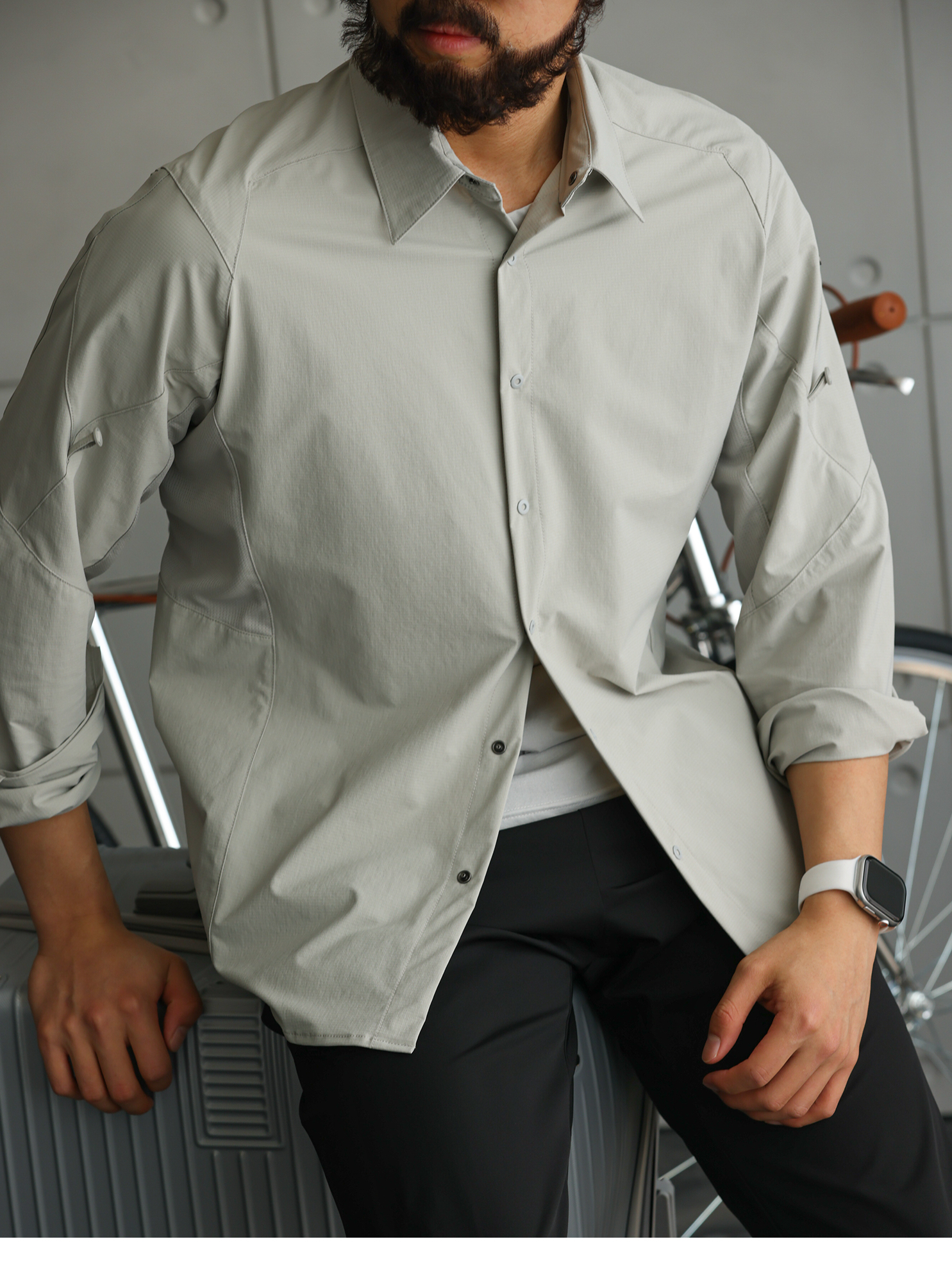 【都市輕旅】多場景速乾透氣通勤運動襯衫休閒商務襯衣男