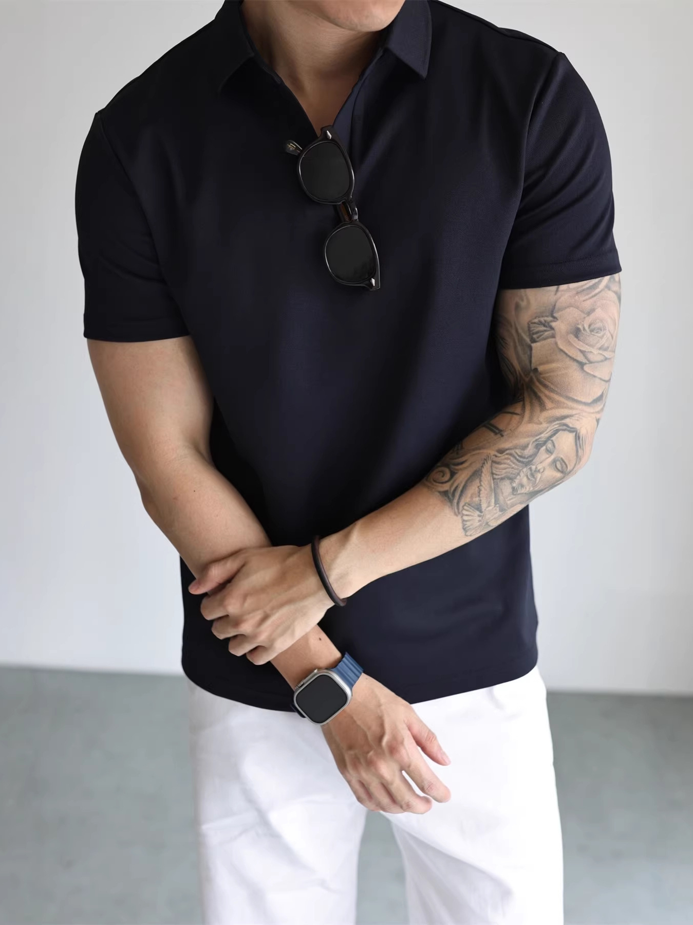 高智感浮雕提花肌理珠地棉短袖POLO衫男士夏季商務百搭海鷗領上衣