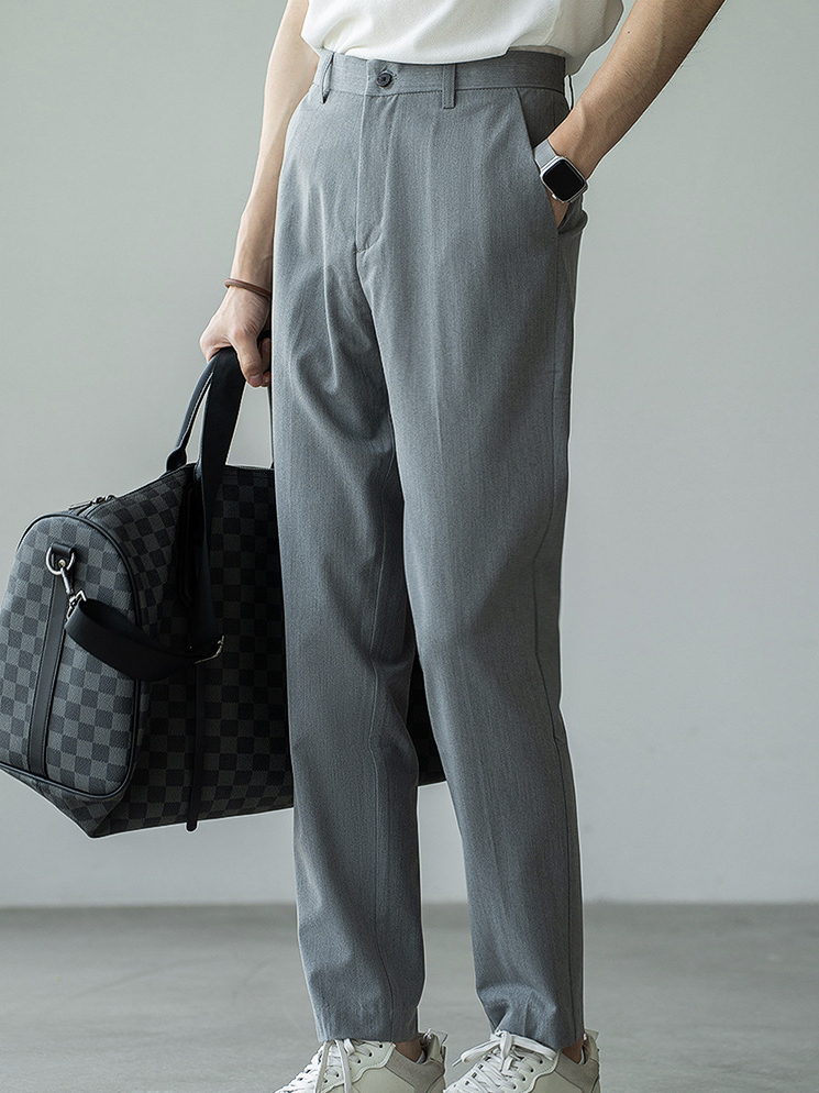 免燙抗皺顯瘦垂感微錐直筒休閒褲男2025夏季新款商務休閒百搭西褲