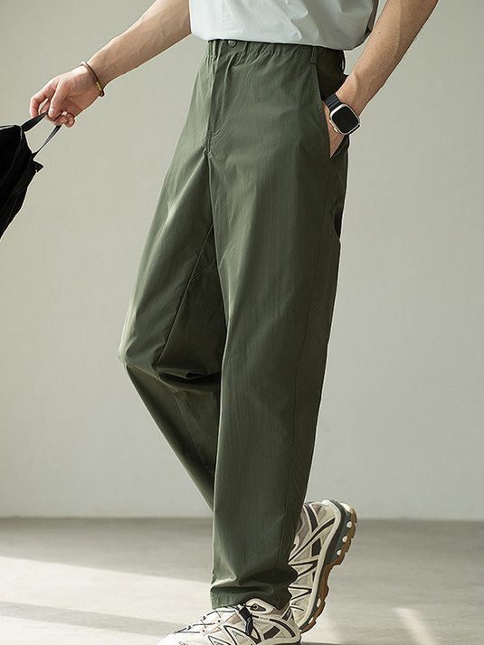 輕量化防水冰絲涼感速乾透氣直筒褲男2025夏季戶外新款運動休閒褲