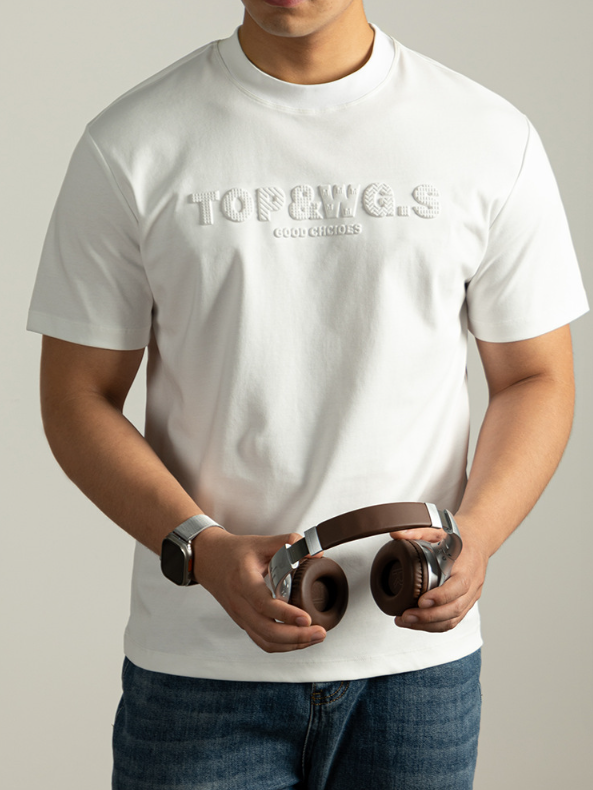 液氨冷感絲光棉短袖T恤男夏季涼感圓領半袖抗菌防蟎3D立體壓花潮