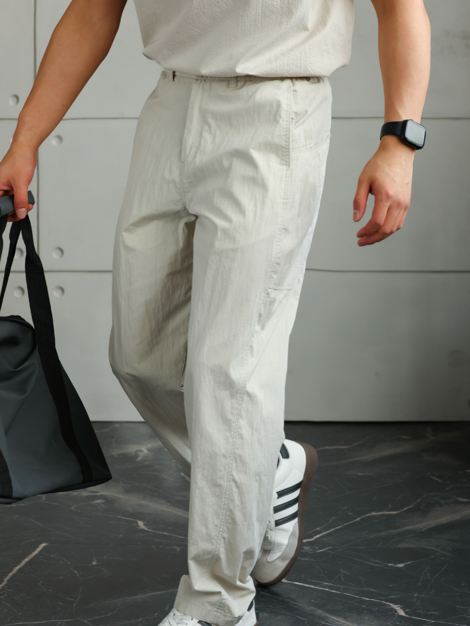 高端微皺肌理速幹零壓休閒褲男2025夏戶外運動通勤直筒褲