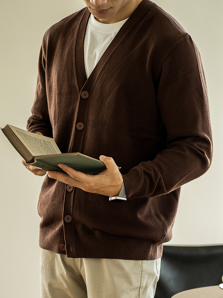 針織開衫外套男士V領毛衣長袖秋季商務休閒男裝新款上衣