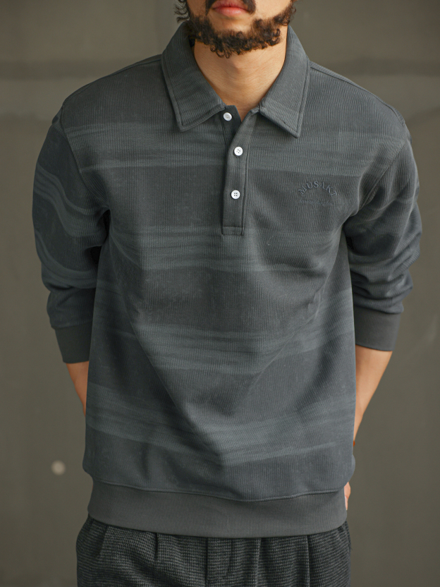 【智性通勤】美式扎染重磅POLO衫男秋冬撞色加厚翻領衛衣