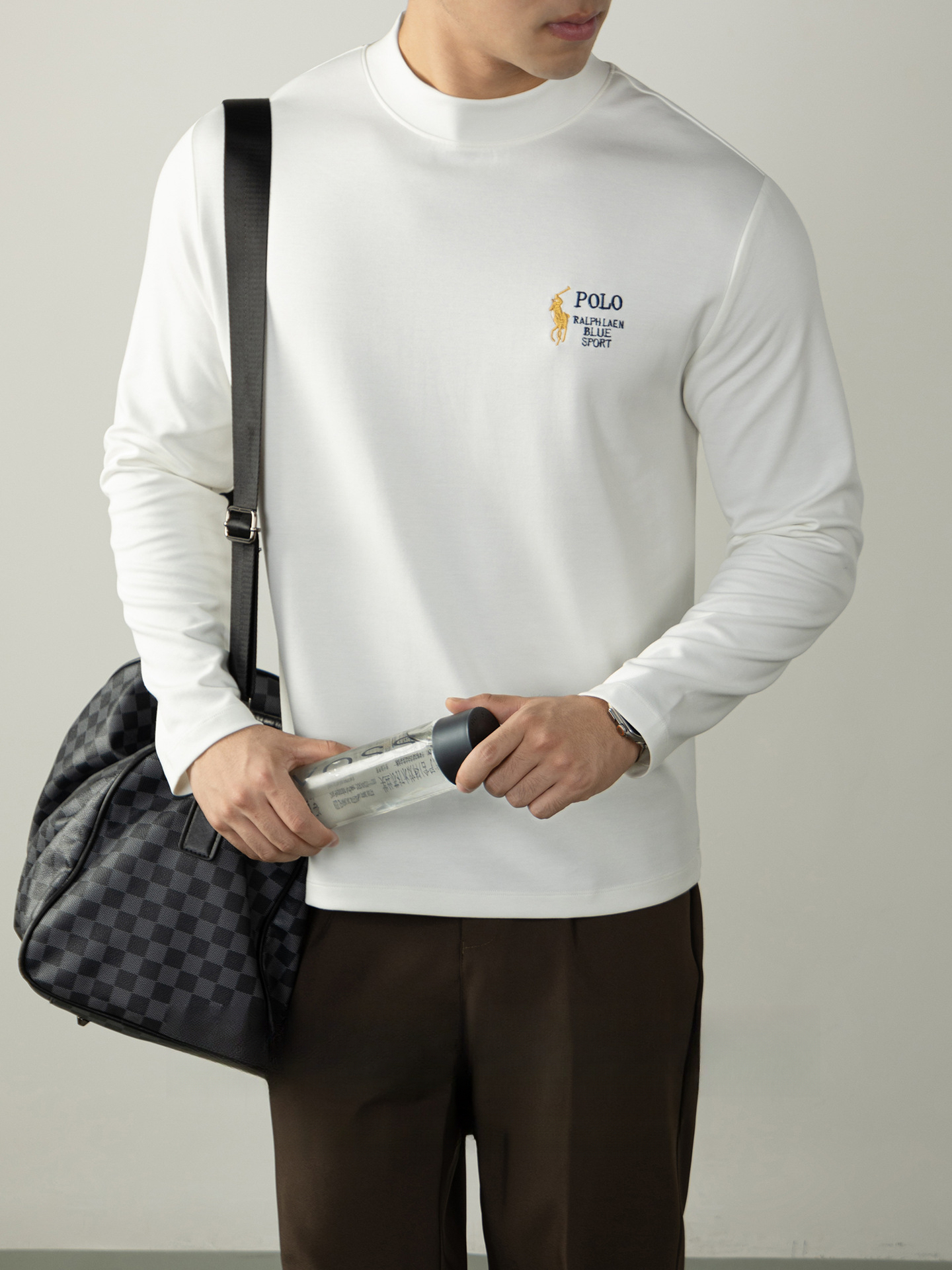 都市奢華 | 260G莫代爾雲感棉長袖T恤男高級刺繡秋冬半高領打底衫