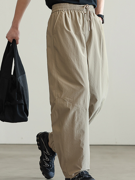 抗皺微錐顯瘦鬆緊腰休閒褲男士2025夏季立體廓形通勤休閒新款長褲