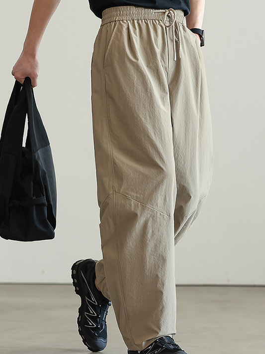 抗皺微錐顯瘦鬆緊腰休閒褲男士2025夏季立體廓形通勤休閒新款長褲