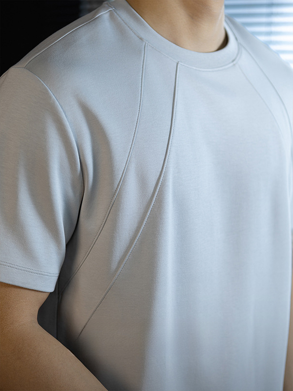 【都市輕旅】液氨莫代爾棉3D插肩短袖T恤男基礎純色休閒商務夏季