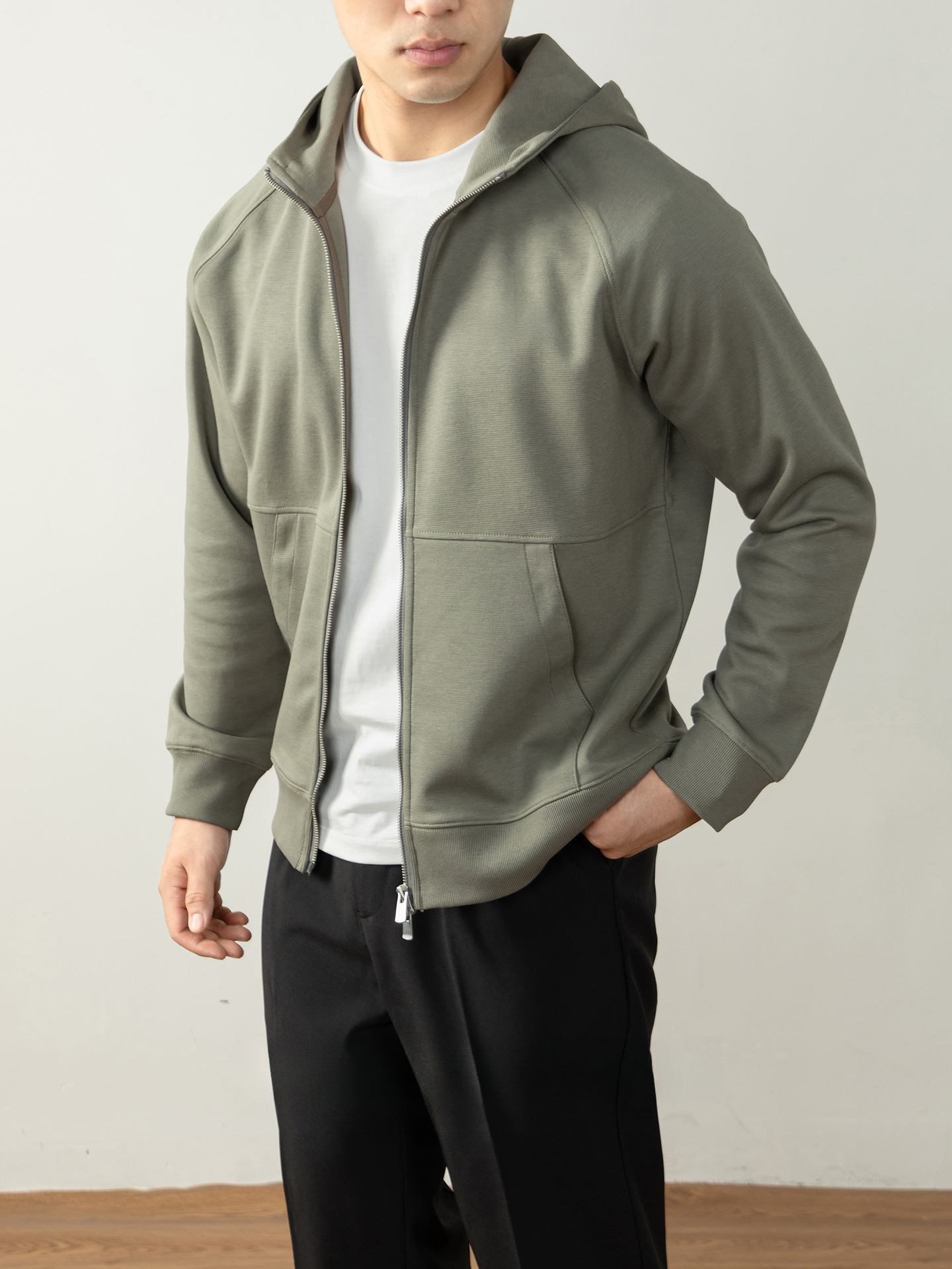 【頂奢系列】360G重磅空氣棉雙拉鍊插肩長袖男秋冬季連帽衛衣外套