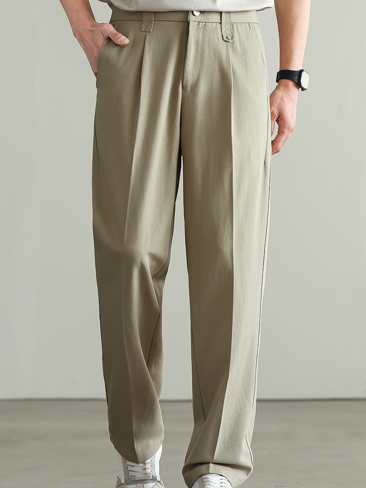 【萊賽爾天絲&棉】垂感斜紋肌理休閒褲男士2026春季新款寬鬆闊腿