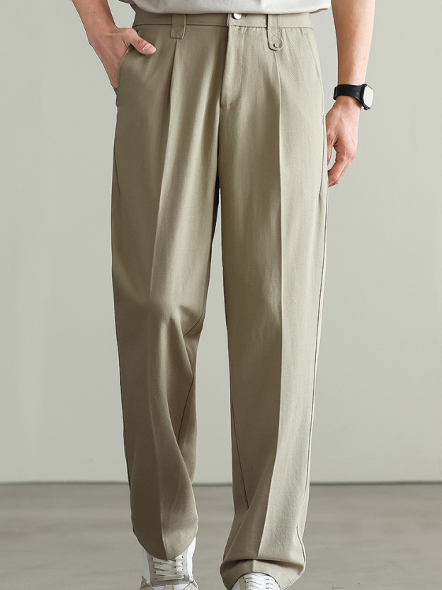 【萊賽爾天絲&棉】垂感斜紋肌理休閒褲男士2026春季新款寬鬆闊腿