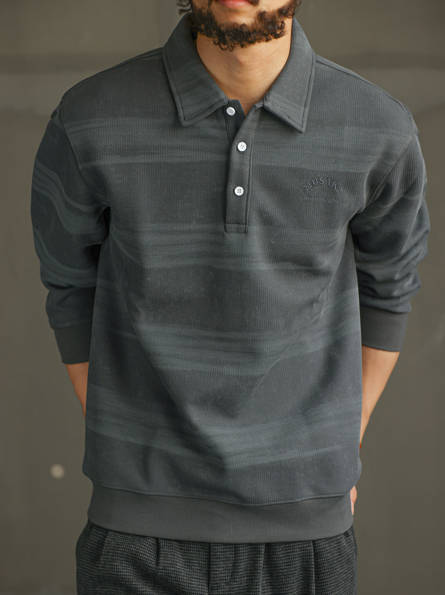 【智性通勤】美式扎染重磅POLO衫男秋冬撞色加厚翻領衛衣