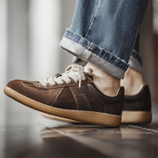 2025新款板鞋秋冬平底低幫百搭男鞋休閒運動軟底復古德訓鞋