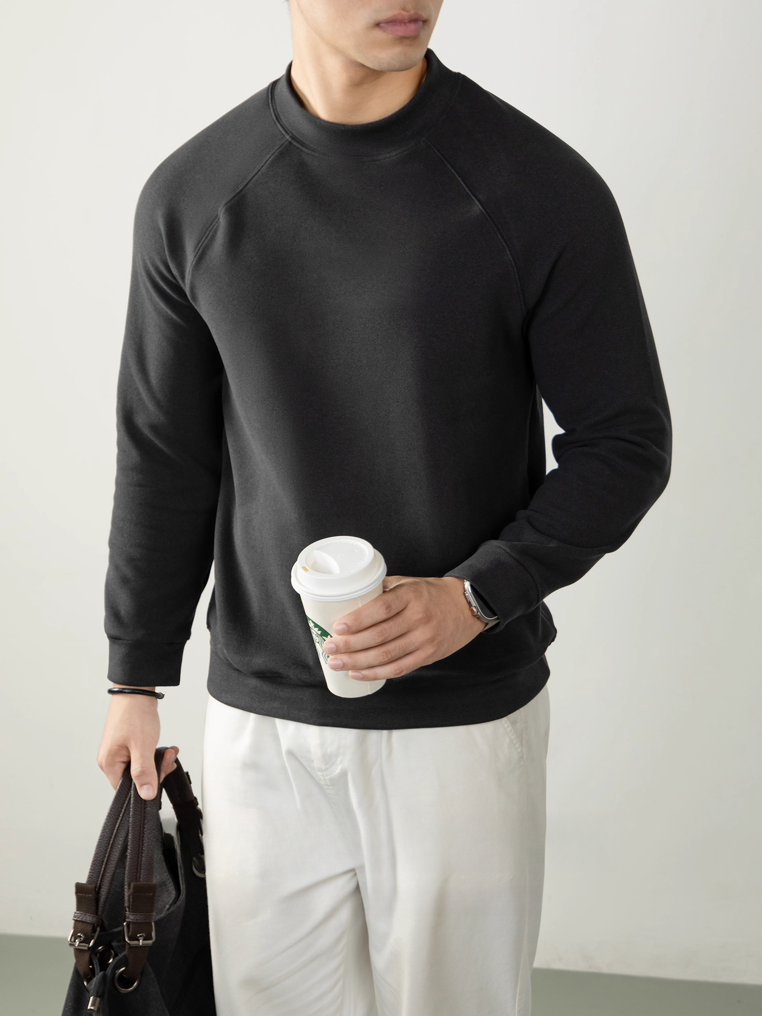 【300G重磅】美式插肩袖衛衣男厚款斜紋肌理高級感打底衫秋冬寬鬆