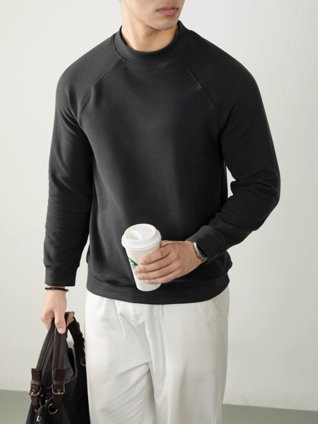 【300G重磅】美式插肩袖衛衣男厚款斜紋肌理高級感打底衫秋冬寬鬆