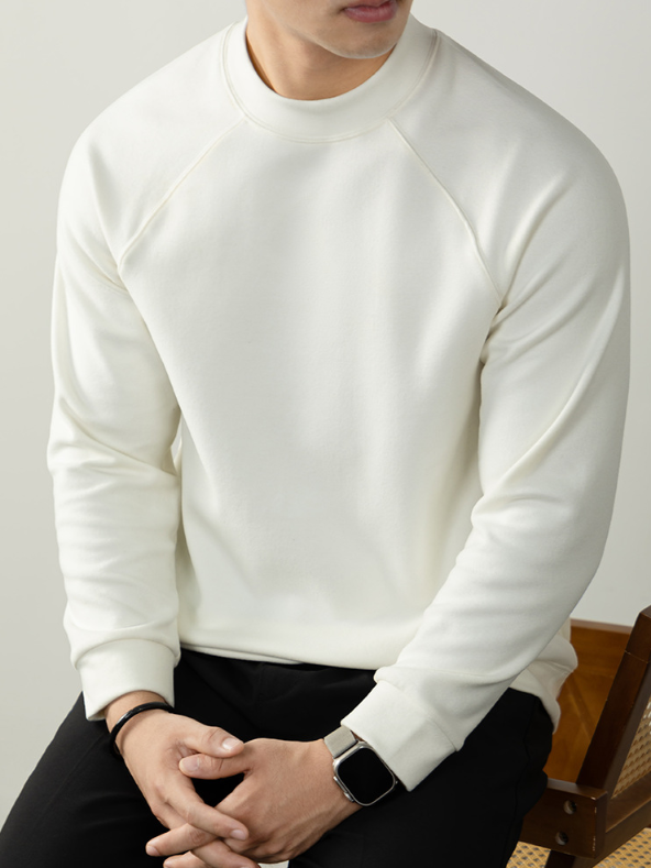 【300G重磅】美式插肩袖衛衣男厚款斜紋肌理高級感打底衫秋冬寬鬆