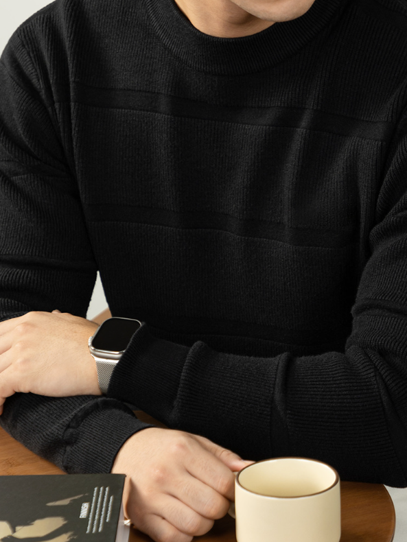 【羊毛萊賽爾】高端毛衣男2025秋冬季厚款條紋提花針織衫商務休閒