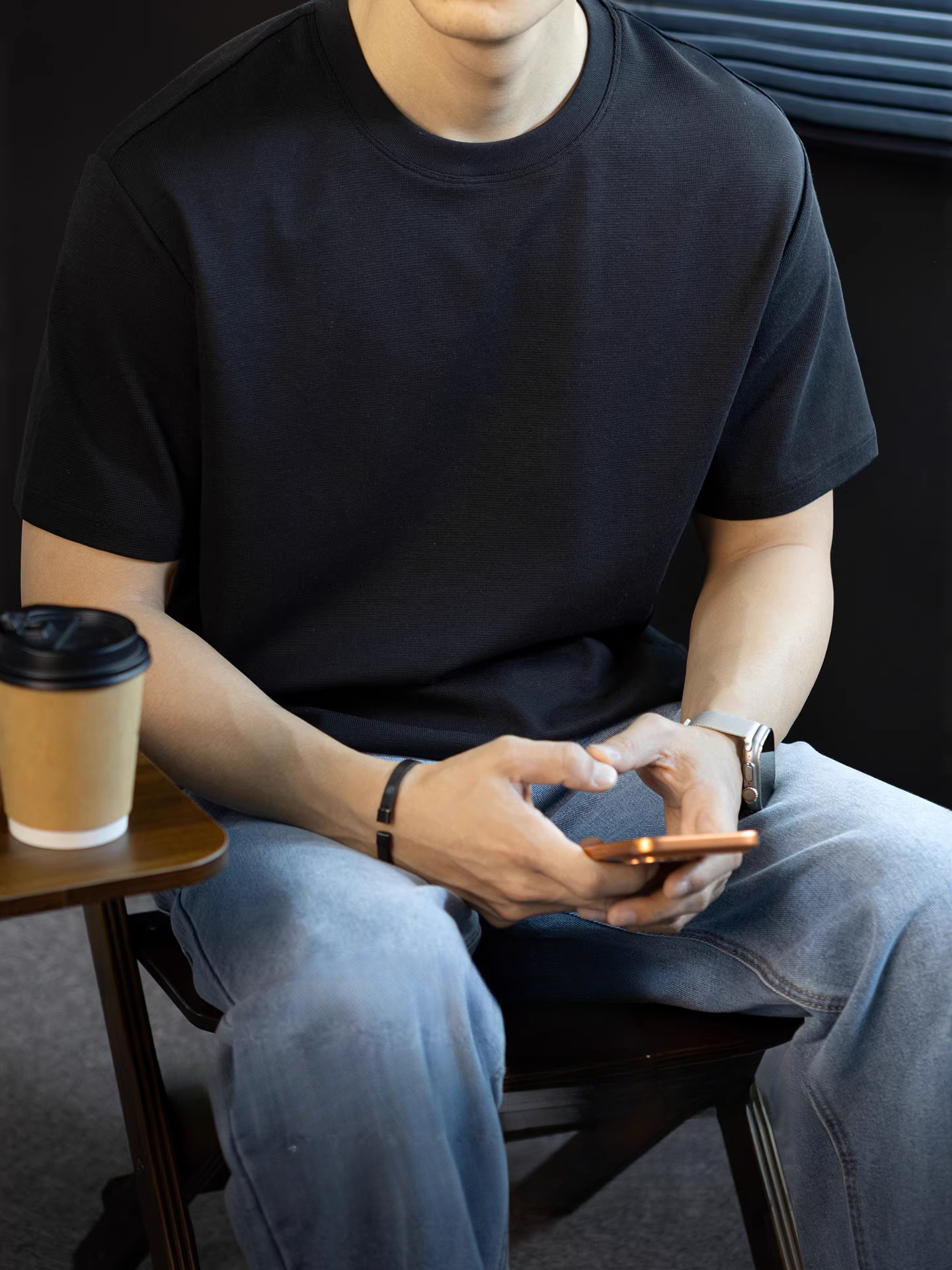 【都市鬆弛】26S世紀格肌理棉感純色T恤男士日常通勤短袖薄款夏季