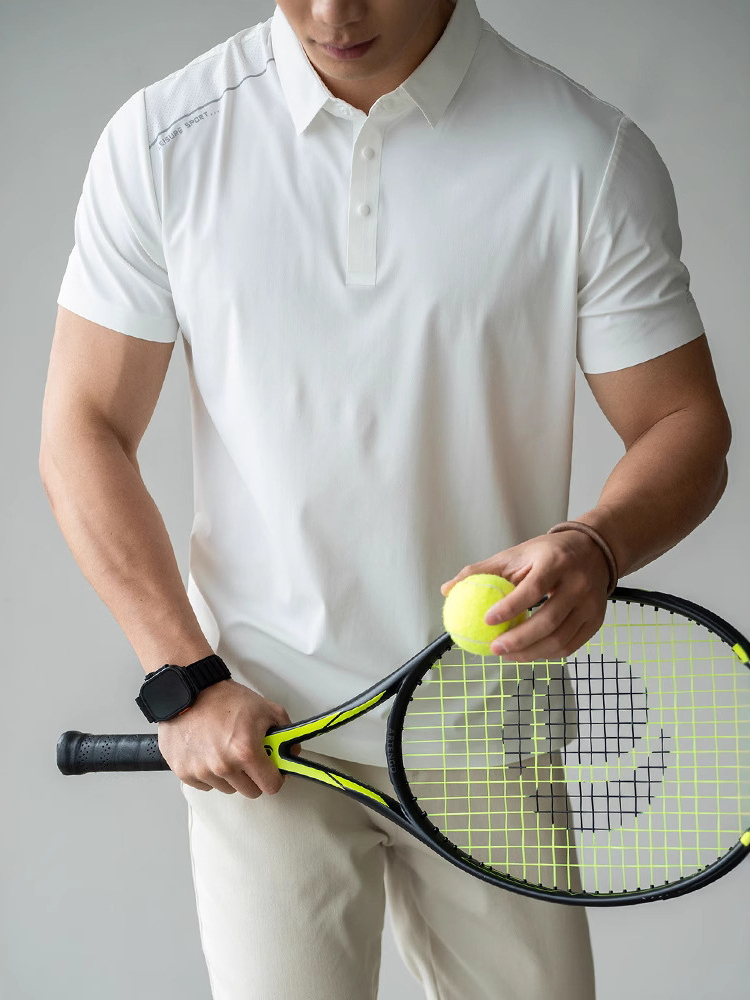 無痕涼感7A抗菌速幹立領POLO衫男士夏新款運動休閒短袖上衣男