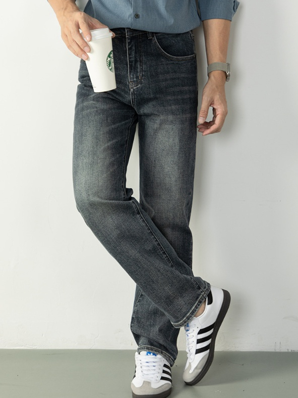 高街復古風 | 水洗做舊微闊牛仔褲男長褲2025秋冬直筒黑色休閒褲